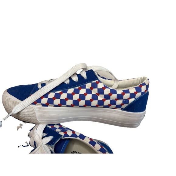 Mudd Blue Checkered Red Heart Sneakers Women's  Size 8.5 Poppy GUC - Picture 5 of 10